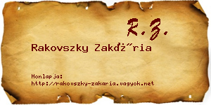 Rakovszky Zakária névjegykártya